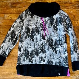 Talbots Black Gray Cowlneck Sweater with Pink Accent